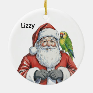 Ornamento De Cerâmica Papai Noel personalizado com papagaio Amazon