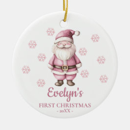 Ornamento De Cerâmica Papai Noel Primeiro Natal Personalizado da Menina