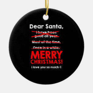 Ornamento De Cerâmica Papai Noel quer uma lista de Natal no Natal