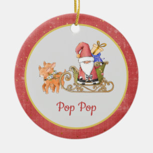Ornamento De Cerâmica Papai Noel Rena Trenó Ano Nome Cerâmica