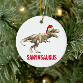Ornamento De Cerâmica Papai Noel Saurus Dinossauro de Natal Assustador T