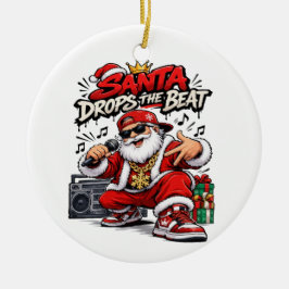 Ornamento De Cerâmica Papai Noel Solta O Ritmo Hip Hop De Natal