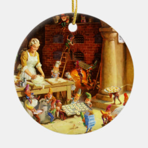 Ornamento De Cerâmica Papai noel & Sra. Claus & os biscoitos do assar