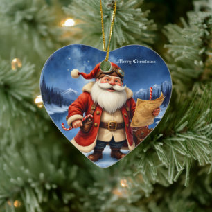Ornamento De Cerâmica Papai Noel Steampunk – Aventura de Natal Vintage