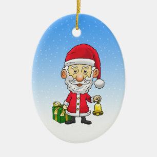 Ornamento De Cerâmica Papai Noel toca a campainha na véspera de Natal