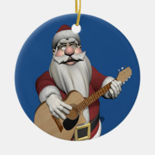 Ornamento De Cerâmica Papai Noel Tocando Canções De Natal Em Seu Viol