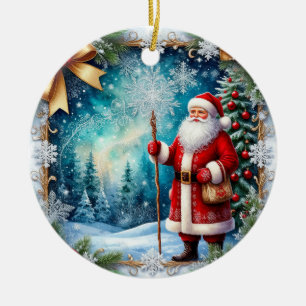 Ornamento De Cerâmica Papai Noel tradicional na Terra do Natal