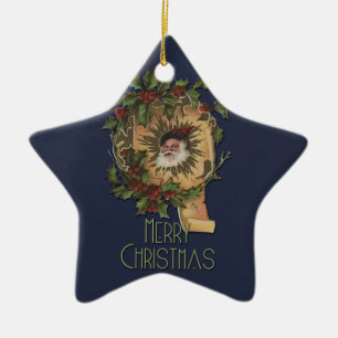 Ornamento De Cerâmica Papai Noel Vintage Natal Alegre