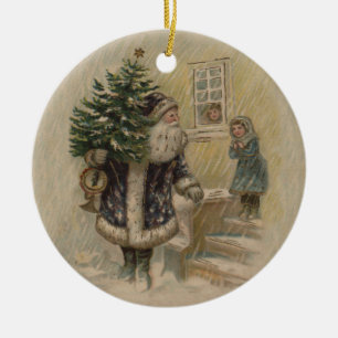 Ornamento De Cerâmica Papai Noel Vintage Neve Árvore de Natal