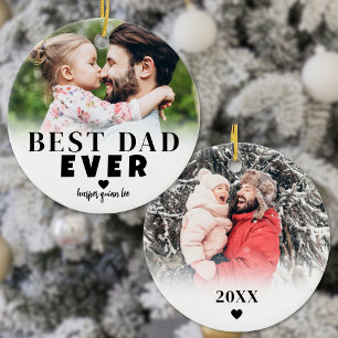 Ornamento De Cerâmica Papai Personalizado Melhor Papai 2 Foto Natal