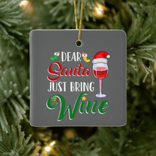 ORNAMENTO DE CERÂMICA PAPAIS NOEIS APENAS TRAZEM O *VINHO* ESTE NATAL