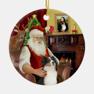 Ornamento De Cerâmica Papais noeis-Aussie Shepherd (Tri 2)