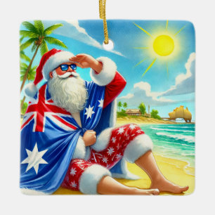 Ornamento De Cerâmica Papais noeis australianos personalizados no Natal 