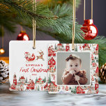 Ornamento De Cerâmica Papais noeis Baby 1rua Ornament de fotos de Natal<br><div class="desc">Celebre o primeiro Natal do seu bebê com este adorável ornamento de Papais noeis! Perfeito para os pais da primeira vez, esse saque capta a magia da estação e será uma lembrança acalentada pelos próximos anos. Personalize-o com o seu nome e torne o seu primeiro feriado extra especial. Mantenha-o orgulhoso...</div>