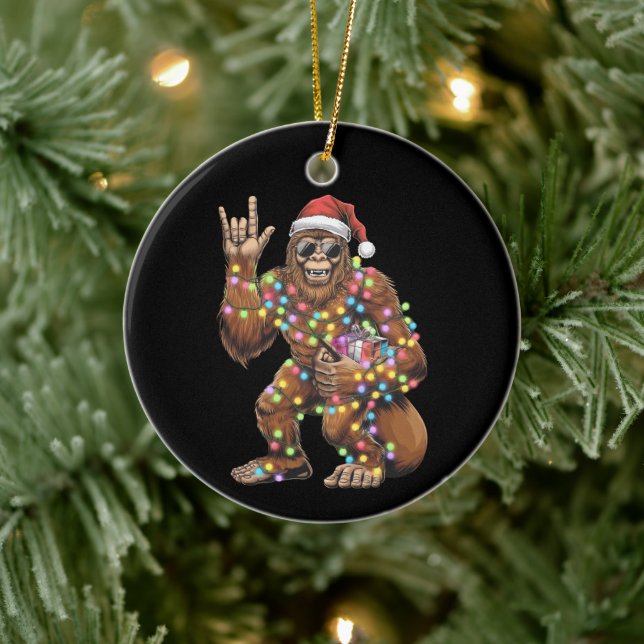 Ornamento De Cerâmica Papais noeis Bigfoot Luzes de Natal Engraçadas (Árvore)