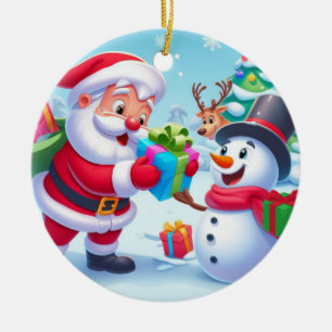 Ornamento De Cerâmica Papais noeis bonitos e bonitão