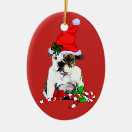 Ornamento De Cerâmica Papais noeis bonitos Natal para Buldogue Inglês