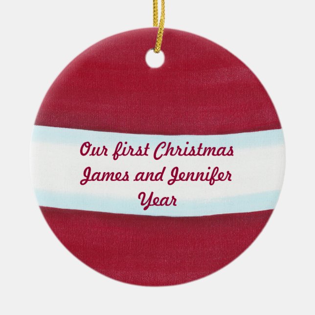 Ornamento De Cerâmica Papais noeis Brancos Vermelhos Esperam Nosso Prime (Frente)