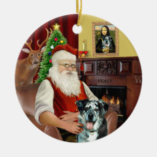 Ornamento De Cerâmica Papais noeis - Cão-Leopardo Catahoula