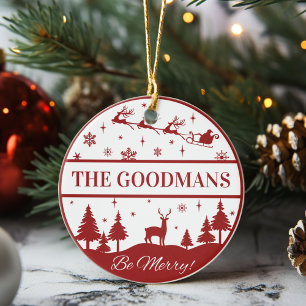 Ornamento De Cerâmica Papais noeis Clássicos e Natal Personalizado de Le