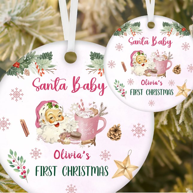 Ornamento De Cerâmica Papais noeis Cookies Festa de aniversário de Natal (Criador carregado)