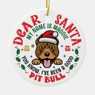 Ornamento De Cerâmica Papais noeis de Cachorro-Touro Personalizados Árvo