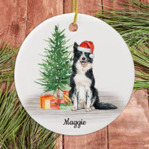 Papais noeis de Collie de Borda Cão Personalizado 