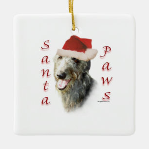Ornamento De Cerâmica Papais noeis de Deerhound escoceses