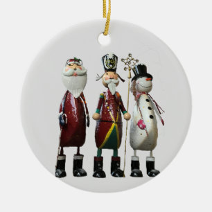 Ornamento De Cerâmica Papais noeis de estanho, Soldado e Snowman