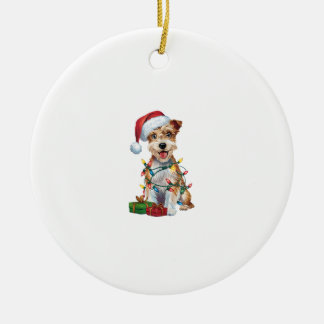 Ornamento De Cerâmica Papais noeis de Iluminação Xmas Cão de Terrier Sil