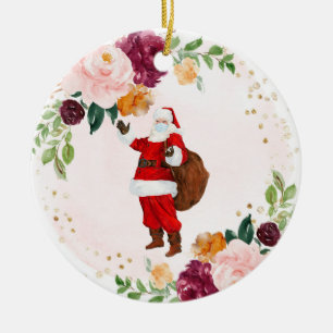 Ornamento De Cerâmica Papais noeis de máscara de Natal 2020