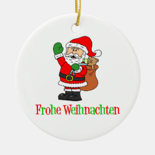 Ornamento De Cerâmica Papais noeis de Natal Alemães de Frohe Weihnachten