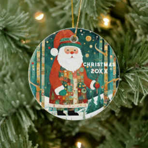 Ornamento De Cerâmica Papais noeis de Natal bonitos