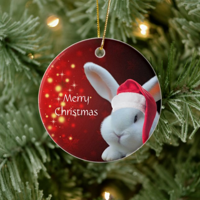 Ornamento De Cerâmica Papais noeis de Natal Bunny (Árvore)