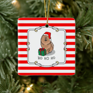 Ornamento De Cerâmica Papais noeis de Natal Cachorro de Vaca (canela)