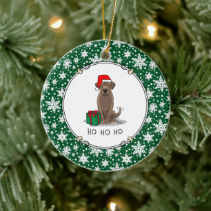 Ornamento De Cerâmica Papais noeis de Natal Chocolate Labrador Cute
