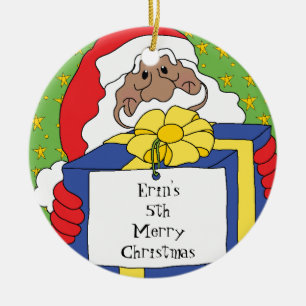 Ornamento De Cerâmica Papais noeis de Natal de Apresentação de Cores