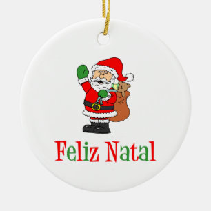 Ornamento De Cerâmica Papais noeis de Natal de Feliz Natal
