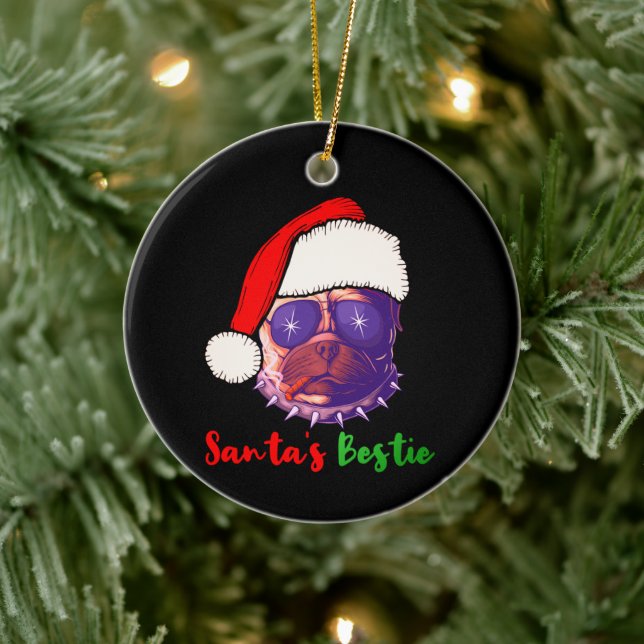 Ornamento De Cerâmica Papais noeis de Natal do Bulldog Americano Bestiam (Árvore)