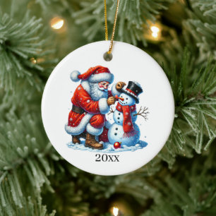 Ornamento De Cerâmica Papais noeis de Natal Festivos adicionam ano e men