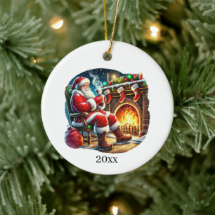 Ornamento De Cerâmica Papais noeis de Natal Festivos adicionam ano e men