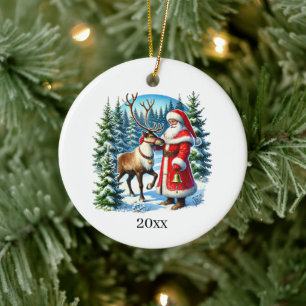 Ornamento De Cerâmica Papais noeis de Natal Festivos adicionam ano e men