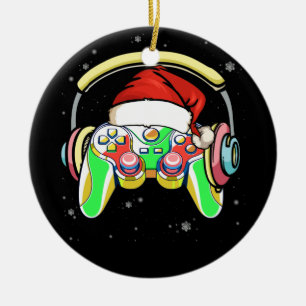 Ornamento De Cerâmica Papais noeis de Natal Gamer Controller Boys Crianç