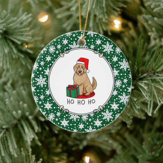Ornamento De Cerâmica Papais noeis de Natal Goldendoodle (ouro vermelho) (Árvore)