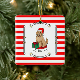 Ornamento De Cerâmica Papais noeis de Natal Goldendoododle (ouro vermelh
