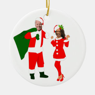 Ornamento De Cerâmica papais noeis de Natal joe biden kamala harris