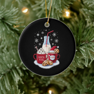 Ornamento De Cerâmica Papais noeis de Natal Leite e Biscoitos da Família