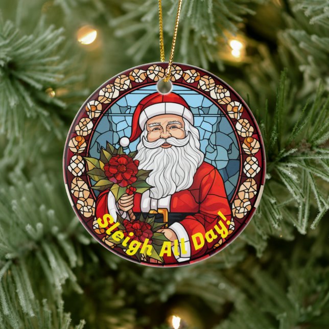 Ornamento De Cerâmica Papais noeis de Natal Personalizados Sleigh durant (Árvore)