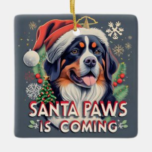 Ornamento De Cerâmica Papais noeis De Pata Estão Vindo O Natal Do Cão Be