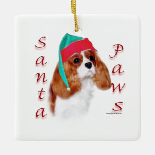 Ornamento De Cerâmica Papais noeis de Toy Spaniel Inglês